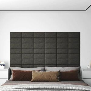 vidaXL Panele ścienne, 12 szt, ciemnoszare, 30x15 cm, tkanina, 0, 54 m² obraz