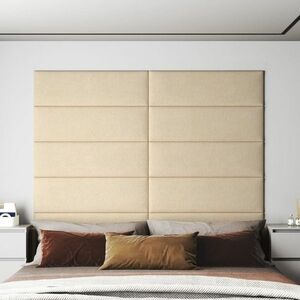 vidaXL Panele ścienne, 12 szt., kremowe, 90x30 cm, tkanina, 3, 24 m² obraz