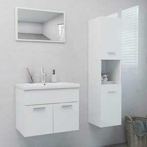 vidaXL Zestaw mebli łazienkowych, wysoki połysk, biała obraz