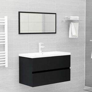 vidaXL 2-cz zestaw mebli łazienkowych, czarny, materiał drewnopochodny obraz