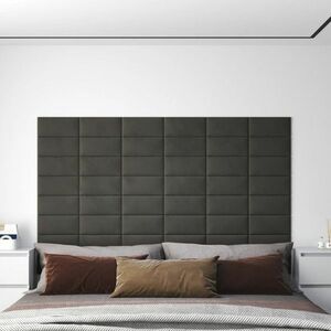 vidaXL Panele ścienne, 12 szt, ciemnoszare, 30x15 cm, aksamit, 0, 54 m² obraz