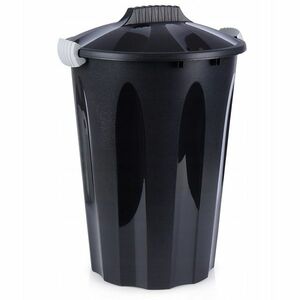 Kosz Na Śmieci odpady śmietnik plastikowy czarny pokrywa z klipsami 40L obraz