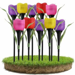 Lampa Solarna Wbijana Ogrodowa Led Czujnik Zmierzchu Tulipany Kolorowe obraz