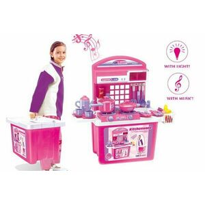 Kuchnia dziecięca G21 z akcesoriami w walizce różowa obraz