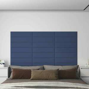 vidaXL Panele ścienne, 12 szt., niebieskie, 60x15 cm, tkanina, 1, 08 m² obraz