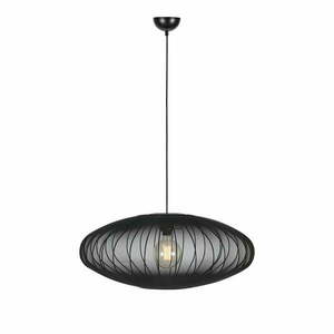 Czarna lampa wisząca z tekstylnym kloszem ø 75 cm Florence – Markslöjd obraz