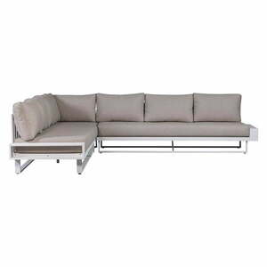 Biało-szara aluminiowa sofa ogrodowa (lewostronna) Flint – Exotan obraz