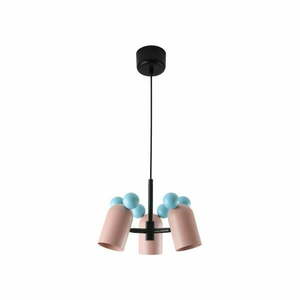 Jasnoniebiesko-różowa lampa wisząca z metalowym kloszem Mouse II – GTV obraz