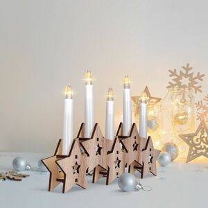 Solight Świecznik drewniany Gwiazdy z 5 świecami LED, ciepły biały obraz