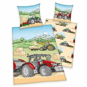 Dziecięca pościel bawełniana Traktor, 140 x 200 cm, 70 x 90 cm obraz