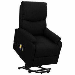 vidaXL Podnoszony fotel masujący, czarna, tkanina obraz