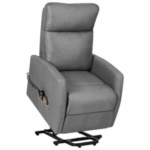 vidaXL Podnoszony fotel masujący, jasnoszary, tkanina obraz