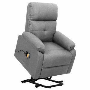 vidaXL Podnoszony fotel masujący, jasnoszary, tkanina obraz