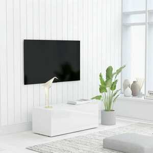 vidaXL Szafka pod TV, biała, wysoki połysk, 80x34x30 cm obraz