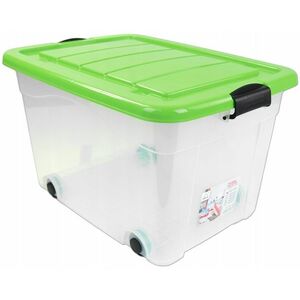 Pudełko Pudło Pojemnik 60L Zielona Pokrywa Plastikowe Duże 61x45x36cm obraz
