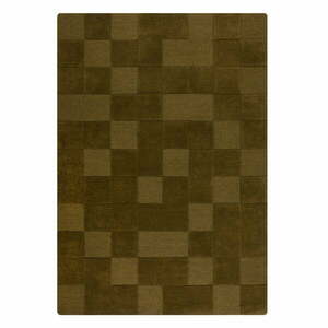 Wełniany dywan tkany ręcznie w kolorze khaki 120x170 cm Checkerboard – Flair Rugs obraz