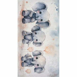 Jasnoszary dywan dziecięcy 80x150 cm Baby Elephants – Vitaus obraz
