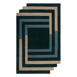 Ciemnozielony wełniany dywan tkany ręcznie 200x290 cm Labyrinth Shaped – Flair Rugs obraz