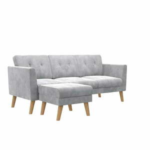 Jasnoszara aksamitna sofa 82 cm Gloria – CosmoLiving by Cosmopolitan obraz