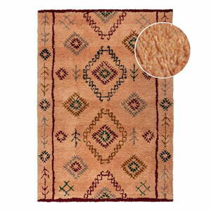 Łososiowy wełniany dywan tkany ręcznie 160x230 cm Moroccan Sahara – Flair Rugs obraz