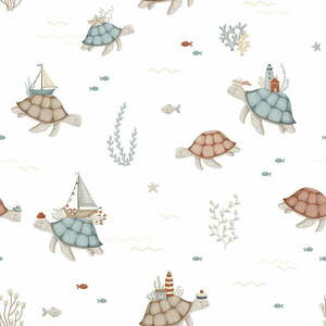 Tapeta dziecięca z włókniny 10 m x 50 cm Sea Turtles – Lilipinso obraz