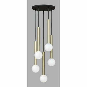 Lampa wisząca w czarno-złotym kolorze ze szklanym kloszem ø 40 cm Candle – Squid Lighting obraz