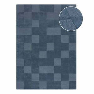 Ciemnoniebieski wełniany dywan tkany ręcznie 200x290 cm Checkerboard – Flair Rugs obraz