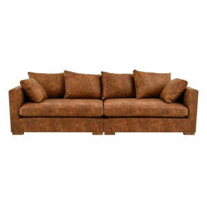 Koniakowa sofa z imitacji skóry 266 cm Hamburg – Scandic obraz