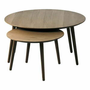 Brązowe okrągłe stoliki w dekorze dębu zestaw 2 szt. ø 88 cm Adda – Unique Furniture obraz