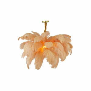 Lampa wisząca w pomarańczowo-złotym kolorze z kloszem z pierza ø 80 cm Feather – Light & Living obraz