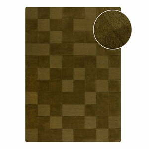 Wełniany dywan tkany ręcznie w kolorze khaki 120x170 cm Checkerboard – Flair Rugs obraz