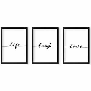 Obrazy zestaw 3 szt. 24x29 cm Life Laugh Love – Vavien Artwork obraz