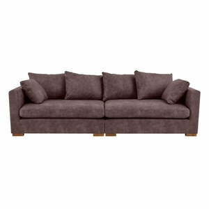 Ciemnobrązowa sofa z imitacji skóry 266 cm Hamburg – Scandic obraz