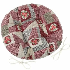 Bellatex Siedzisko EMA okrągłe pikowane Patchwork bordo, 40 cm obraz