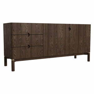 Ciemnobrązowa niska komoda w dekorze dębu 160x73 cm Arun – Unique Furniture obraz