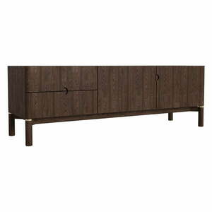 Ciemnobrązowa szafka pod TV w dekorze dębu 160x55 cm Arun – Unique Furniture obraz