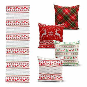 Zestaw 4 świątecznych poszewek na poduszki i bieżnika Minimalist Cushion Covers Nordic Knit obraz