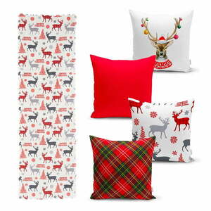 Zestaw 4 świątecznych poszewek na poduszki i bieżnika Minimalist Cushion Covers Christmas Ornaments obraz