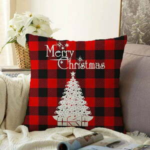 Świąteczne szenilowe poszewki na poduszki Minimalist Cushion Covers Christmas Tartan, 55x55 cm obraz