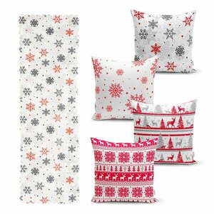 Zestaw 4 świątecznych poszewek na poduszki i bieżnika Minimalist Cushion Covers Red Christmas obraz