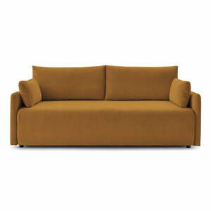 Musztardowa sztruksowa rozkładana sofa 211 cm Marcel – Bobochic Paris obraz