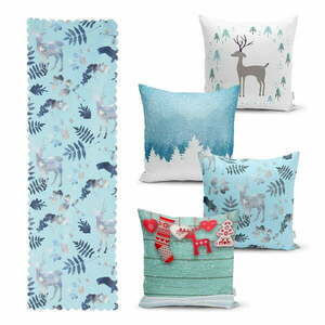 Zestaw 4 świątecznych poszewek na poduszki i bieżnika Minimalist Cushion Covers Winter Wonderland obraz