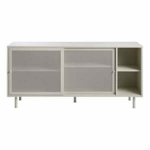 Biała metalowa niska komoda z drzwiami przesuwnymi 160x75 cm Veep – Unique Furniture obraz