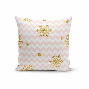 Świąteczna poszewka na poduszkę Minimalist Cushion Covers Golden Snowflakes, 42x42 cm obraz