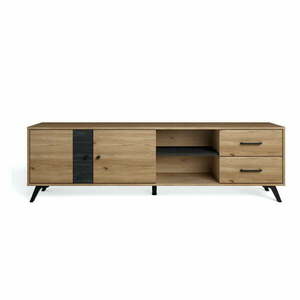 Czarna szafka pod TV w dekorze dębu 181x53 cm Natura – Marckeric obraz