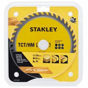 Piła tarczowa z węglikiem do drewna Tct/hm 190x30mm 40z Stanley STA13035 obraz