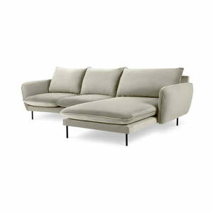 Beżowa narożna aksamitna sofa prawostronna Cosmopolitan Design Vienna obraz