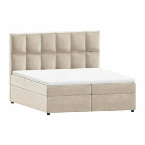 Beżowe łóżko boxspring ze schowkiem 140x200 cm Flip – Ropez obraz