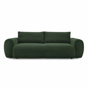 Ciemnozielona sztruksowa rozkładana sofa 257 cm Lucien – Bobochic Paris obraz