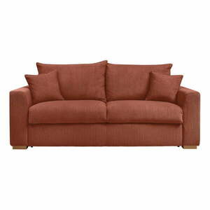 Ceglasta sztruksowa rozkładana sofa 225 cm Augustin – Bobochic Paris obraz